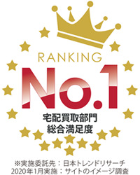 RANKING No.1 宅配買取部門 総合満足度 ※実施委託先:日本トレンドリサーチ 2020年1月実施:サイトのイメージ調査